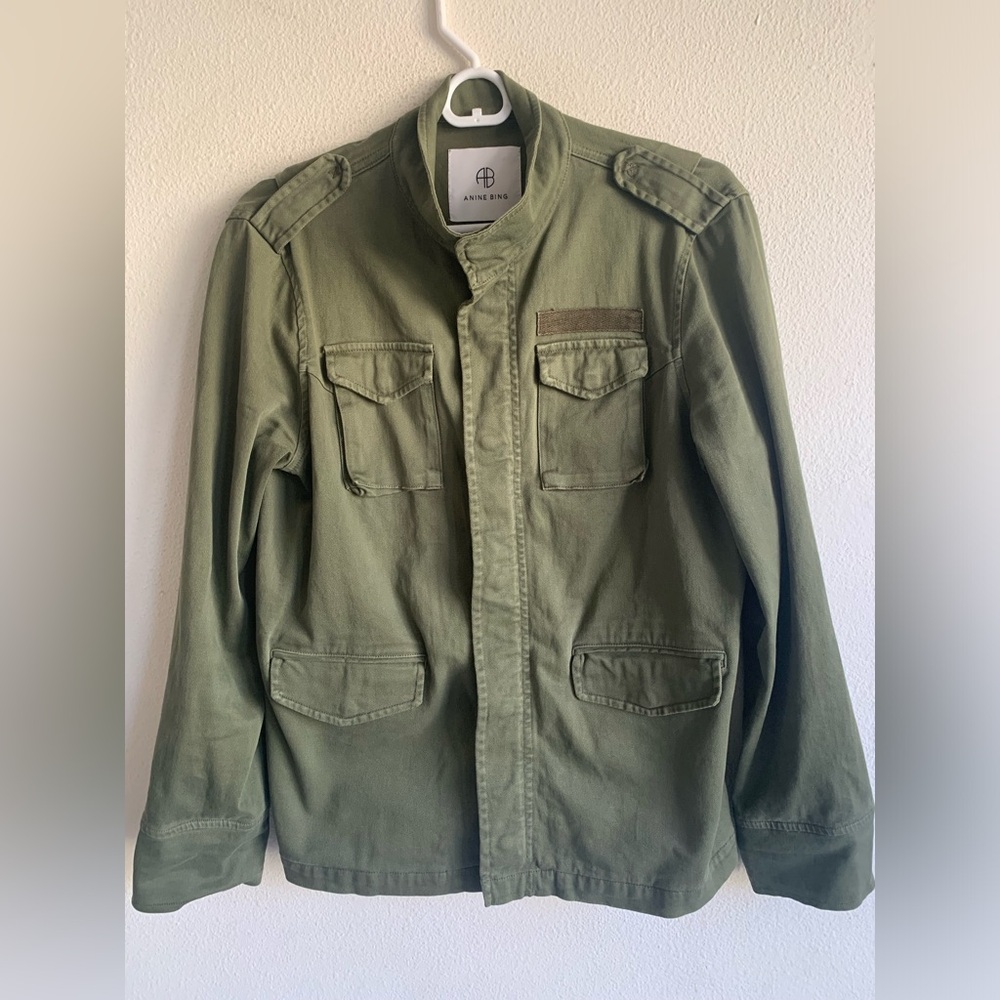 Annie Bing Green Army snap zip Cargo Jacket Green Size Small S women’s